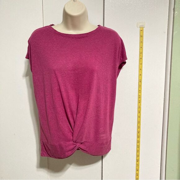PrAna Pacific Drift Crossover Fuschia Purple Bottom Twist Top T Shirt Womens XS - Picture 2 of 13